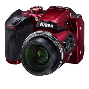 Nikon Red and Black Digital Camera with Sleek Design and Zoom Lens